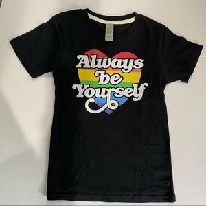 NEW Always Be Yourself Pride Short Sleeve Black Tee Size 5T